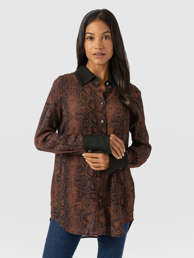 Madison Shirt Brown Snake - Women's Shirts | Saint + Sofia® US