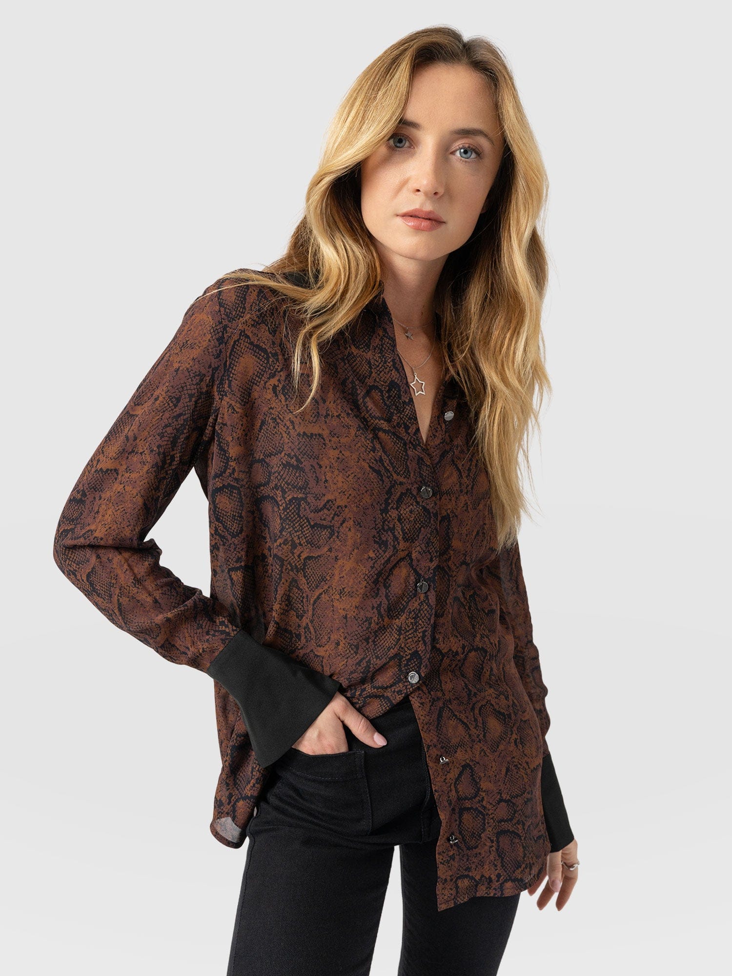 Madison Shirt Brown Snake - Women's Shirts | Saint + Sofia® US