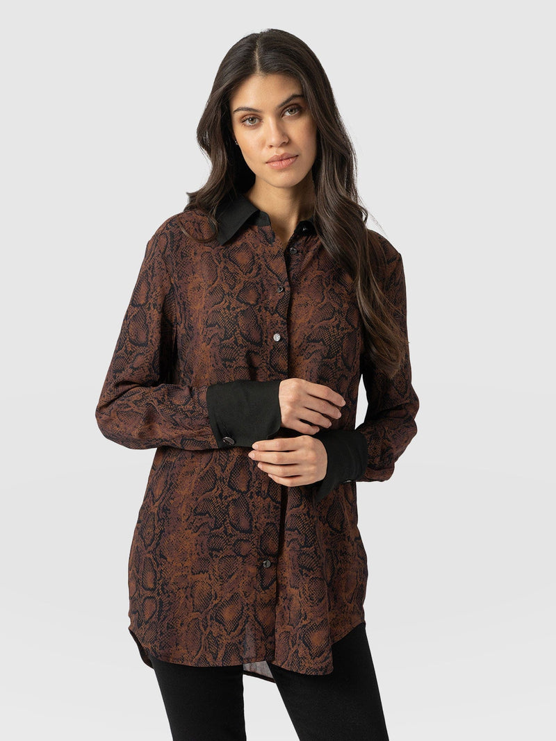 Madison Shirt Brown Snake - Women's Shirts | Saint + Sofia® US