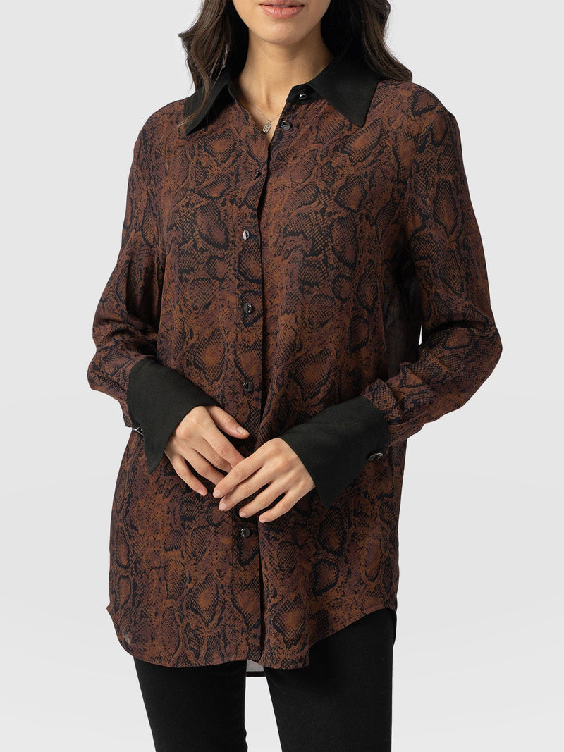 Madison Shirt Brown Snake - Women's Shirts | Saint + Sofia® US