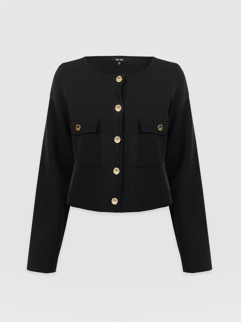 Maeva Knit Jacket - Black - Women's Jackets | Saint + Sofia® USA