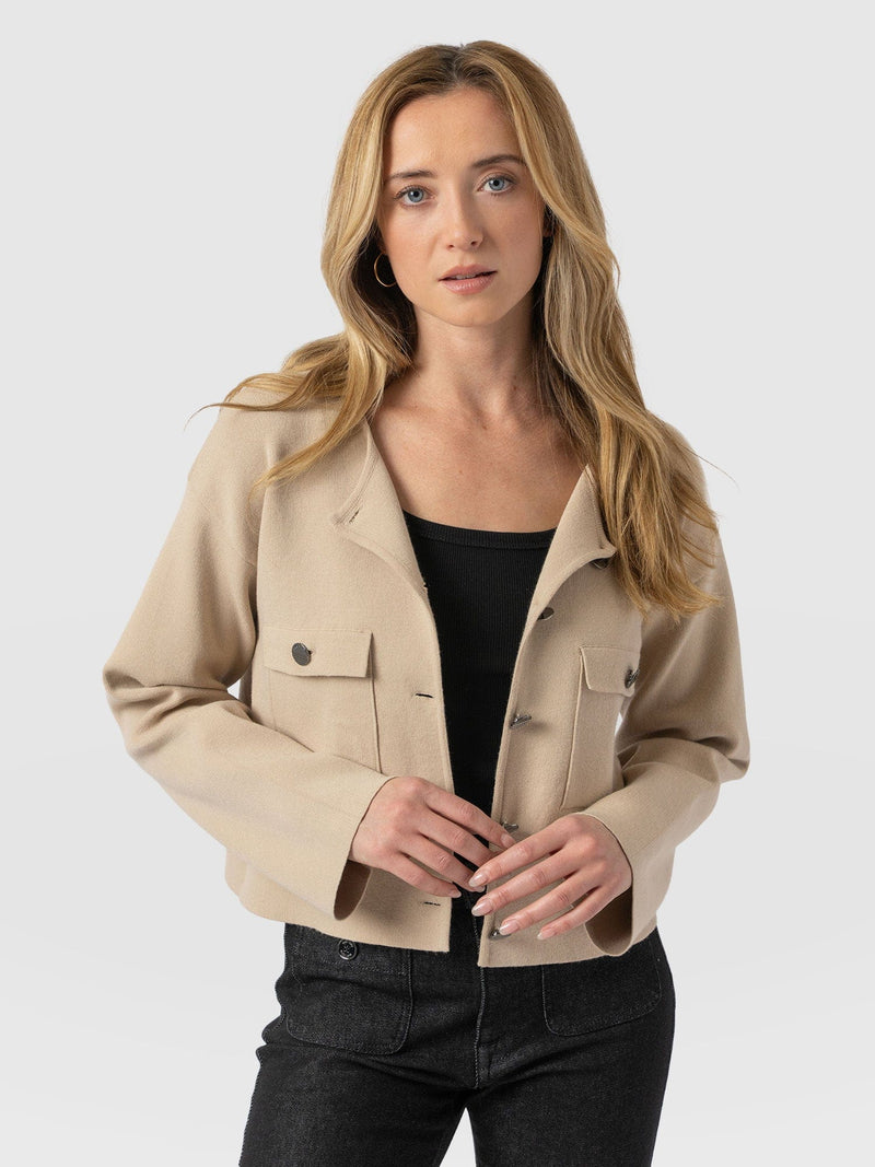 Maeva Knit Jacket Cream - Women's Wool Jacket | Saint + Sofia® US