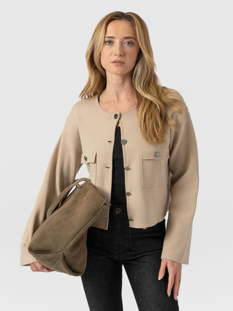 Maeva Knit Jacket Cream - Women's Wool Jacket | Saint + Sofia® US