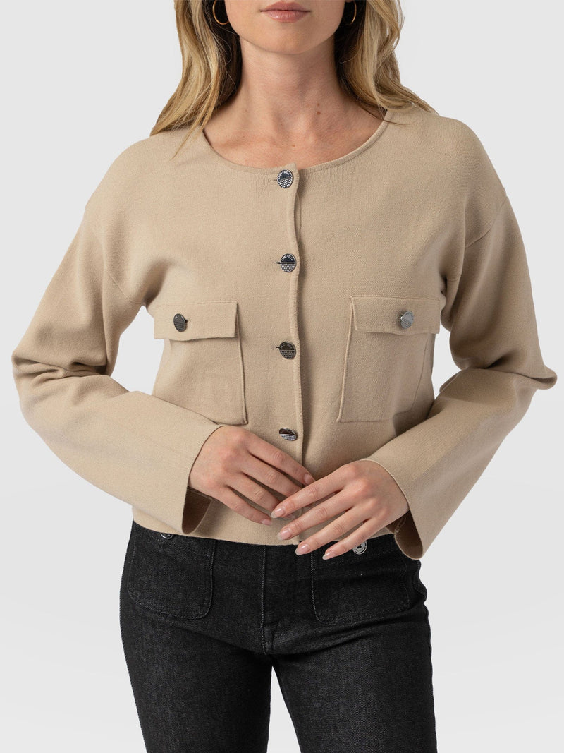 Maeva Knit Jacket Cream - Women's Wool Jacket | Saint + Sofia® US