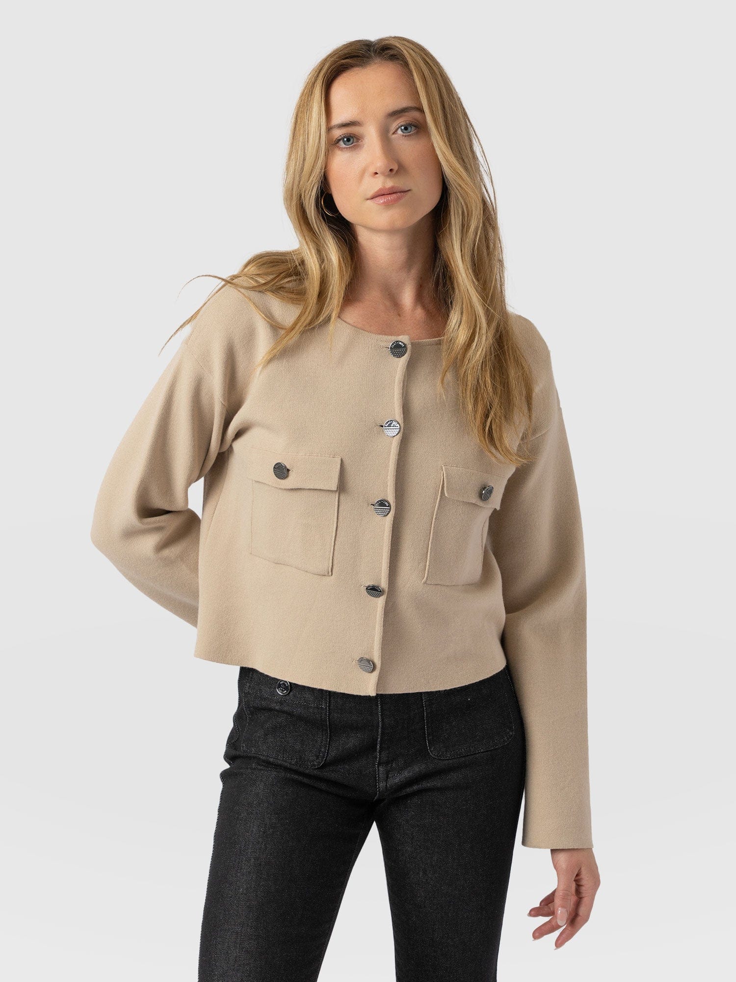 Maeva Knit Jacket Cream - Women's Wool Jacket | Saint + Sofia® US