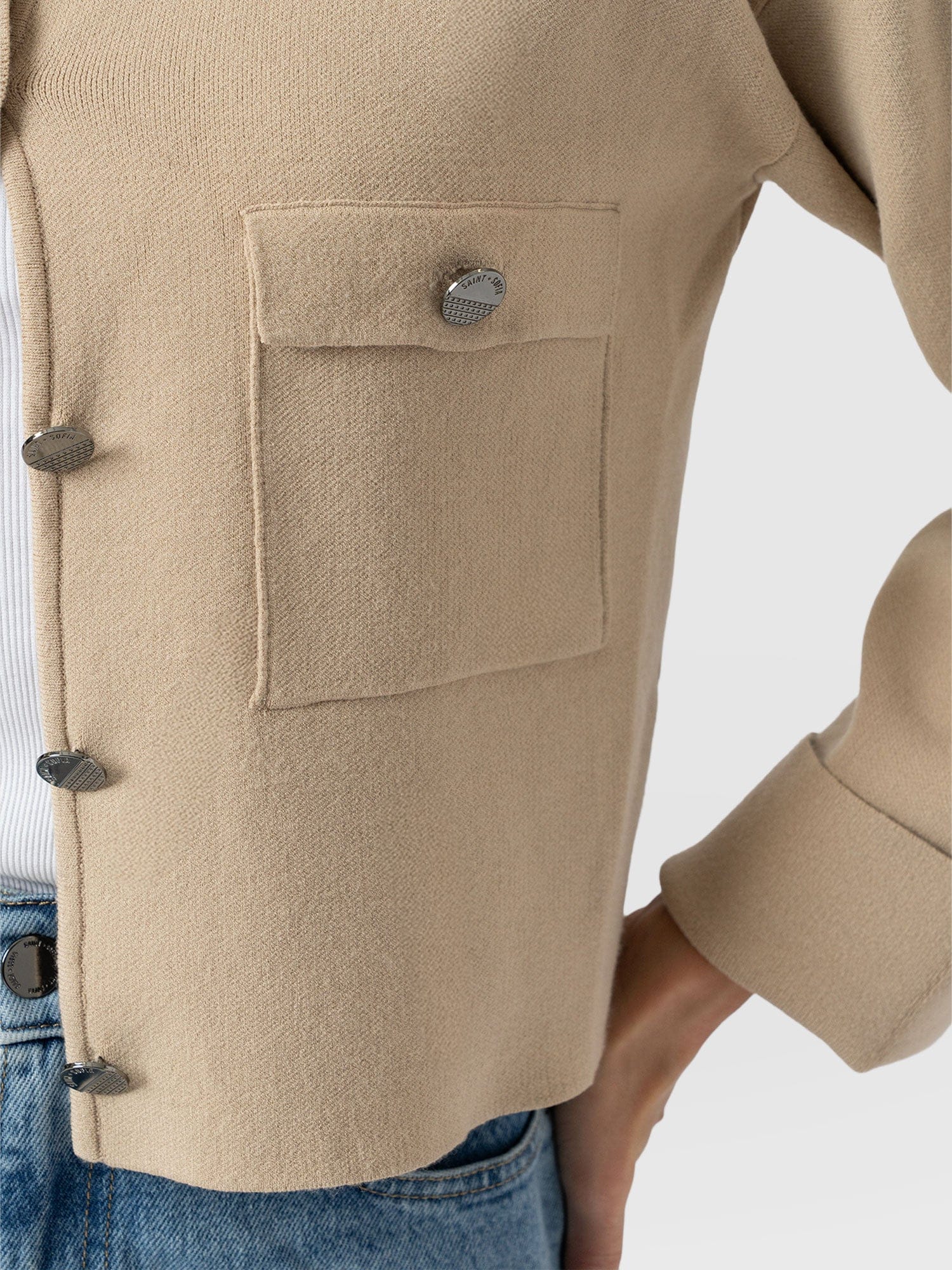 Maeva Knit Jacket Cream - Women's Wool Jacket | Saint + Sofia® US