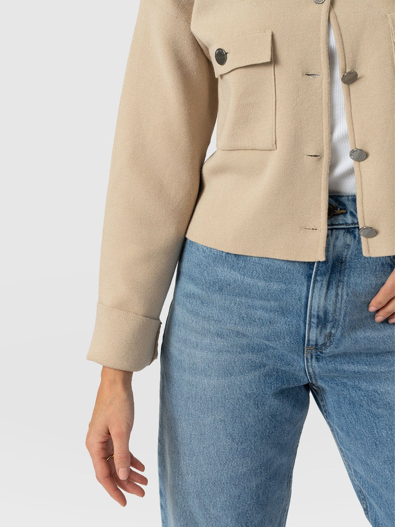 Maeva Knit Jacket Cream - Women's Wool Jacket | Saint + Sofia® US