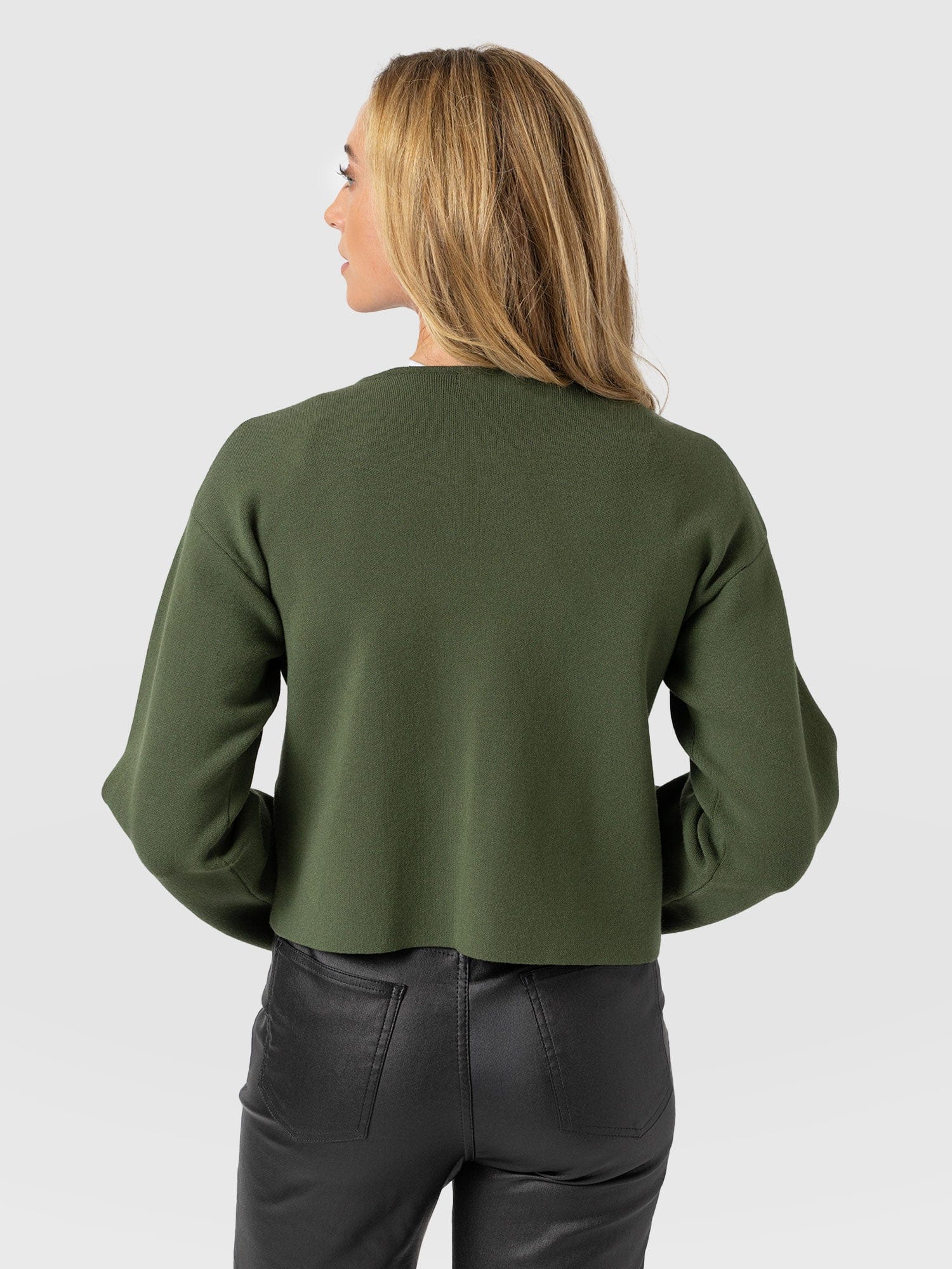 Maeva Knit Jacket - Khaki - Women's Knitwears | Saint + Sofia® USA