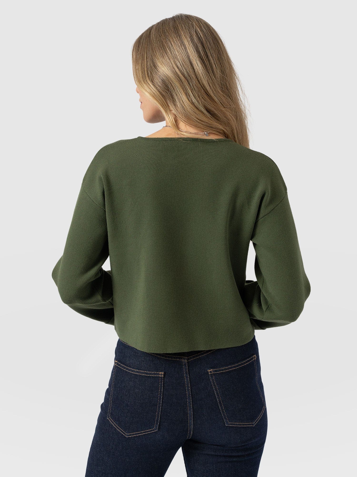 Maeva Knit Jacket - Khaki - Women's Knitwears | Saint + Sofia® USA