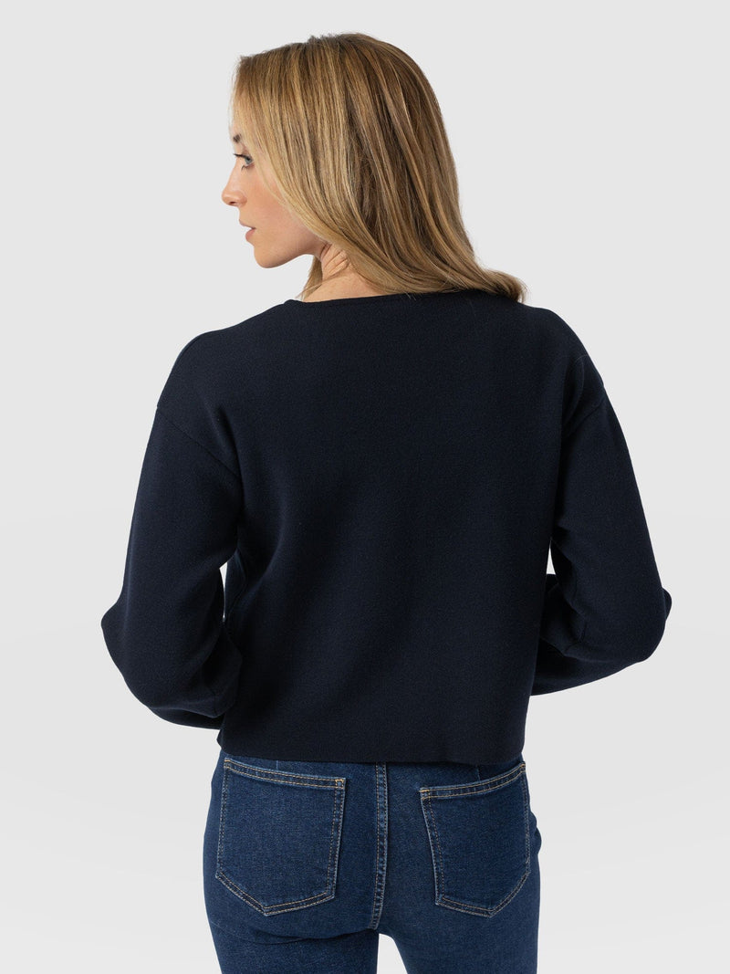 Maeva Knit Jacket Navy - Women's Wool Jacket | Saint + Sofia® US