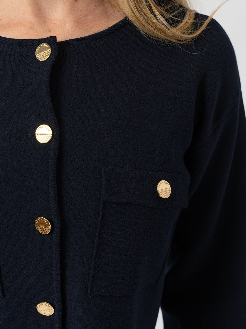 Maeva Knit Jacket Navy - Women's Wool Jacket | Saint + Sofia® US