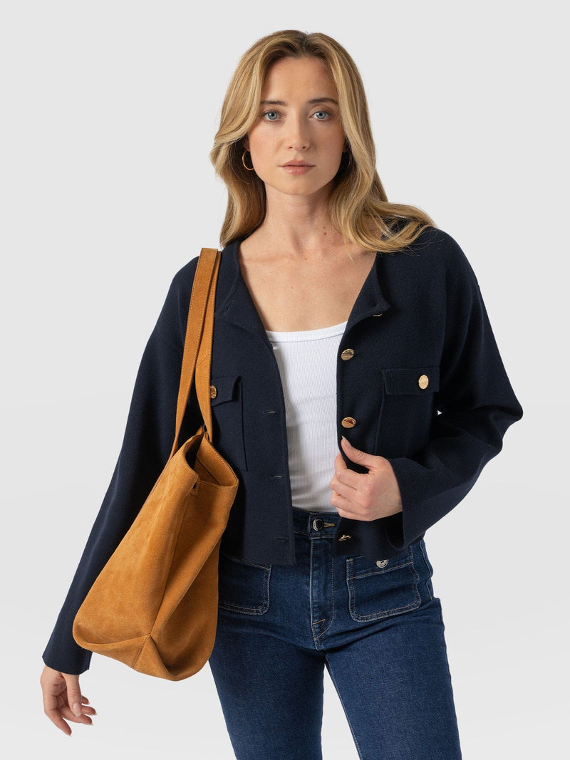 Maeva Knit Jacket Navy - Women's Wool Jacket | Saint + Sofia® US