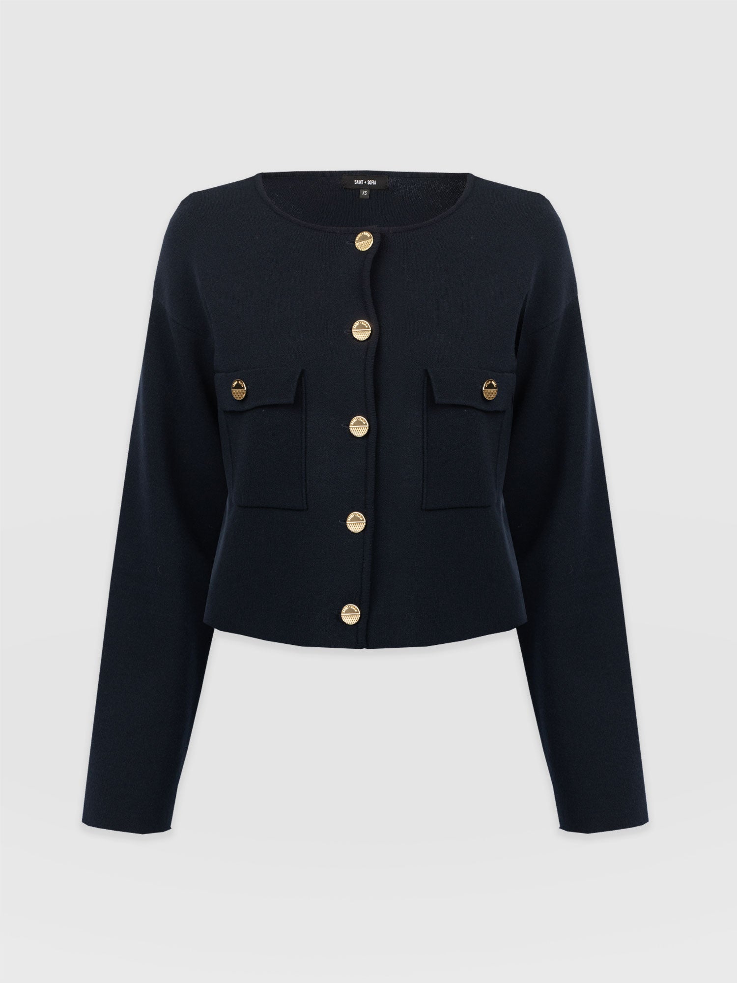 Maeva Knit Jacket Navy - Women's Wool Jacket | Saint + Sofia® US