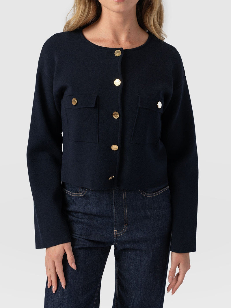 Maeva Knit Jacket Navy - Women's Wool Jacket | Saint + Sofia® US