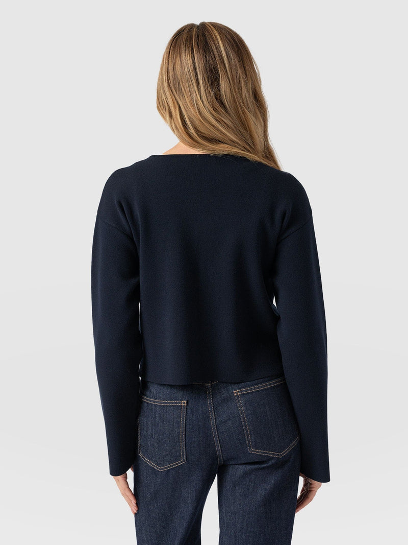 Maeva Knit Jacket Navy - Women's Wool Jacket | Saint + Sofia® US