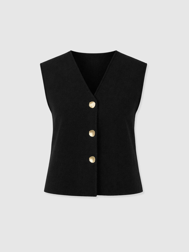 Maeva Knit Waistcoat - Black - Women's Sweaters | Saint + Sofia® USA