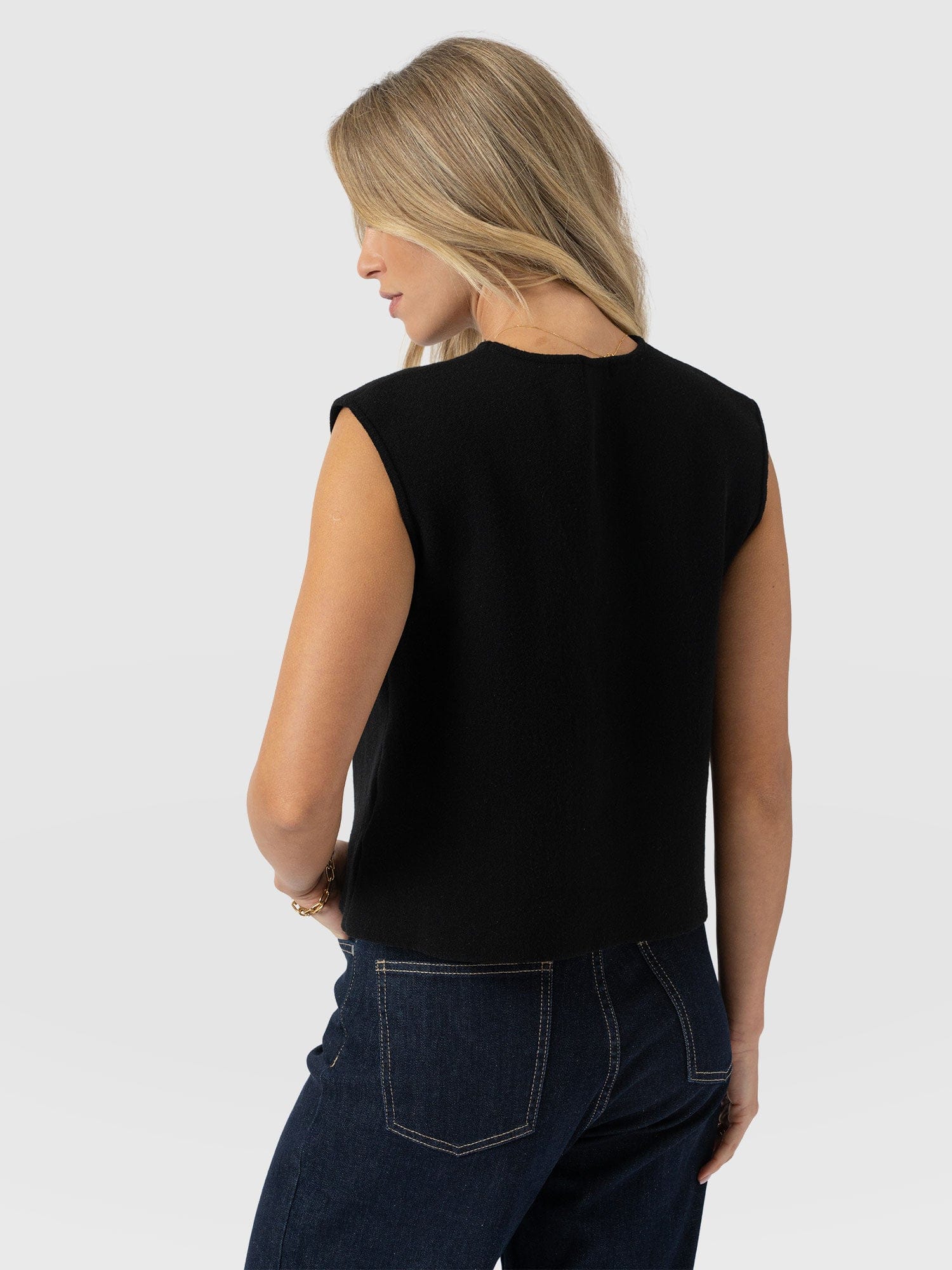 Maeva Knit Waistcoat - Black - Women's Sweaters | Saint + Sofia® USA