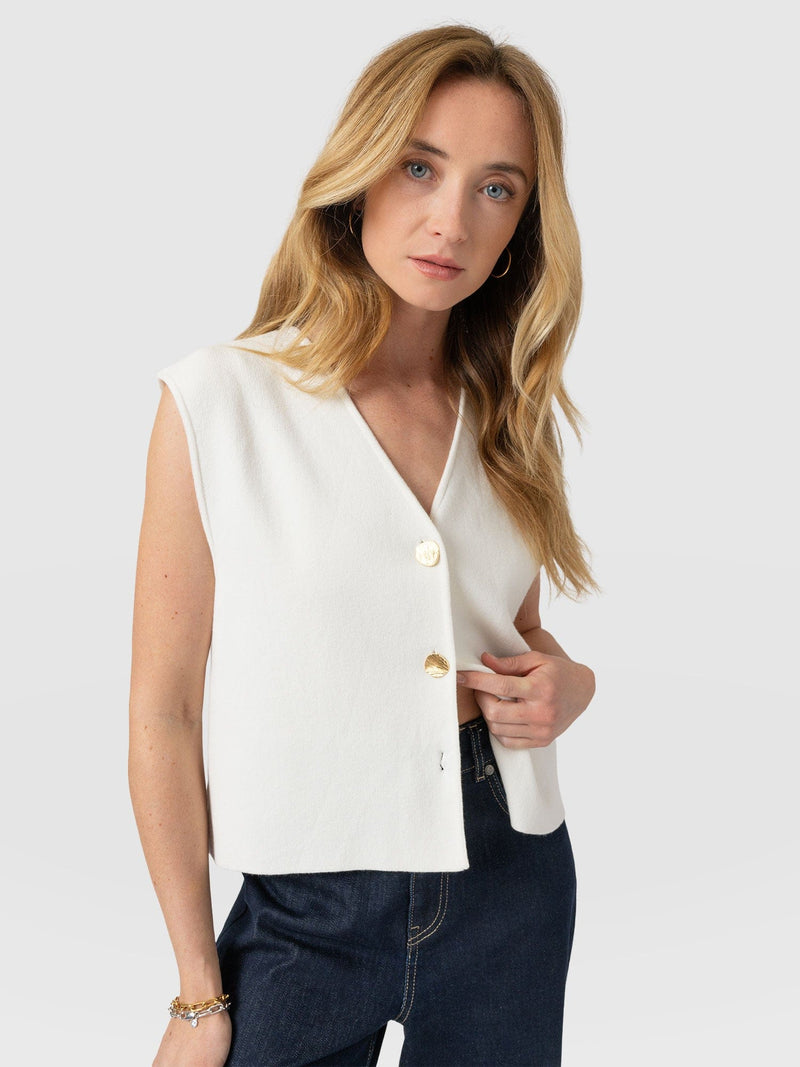 Maeva Knit Waistcoat - Cream - Women's Sweaters | Saint + Sofia® USA