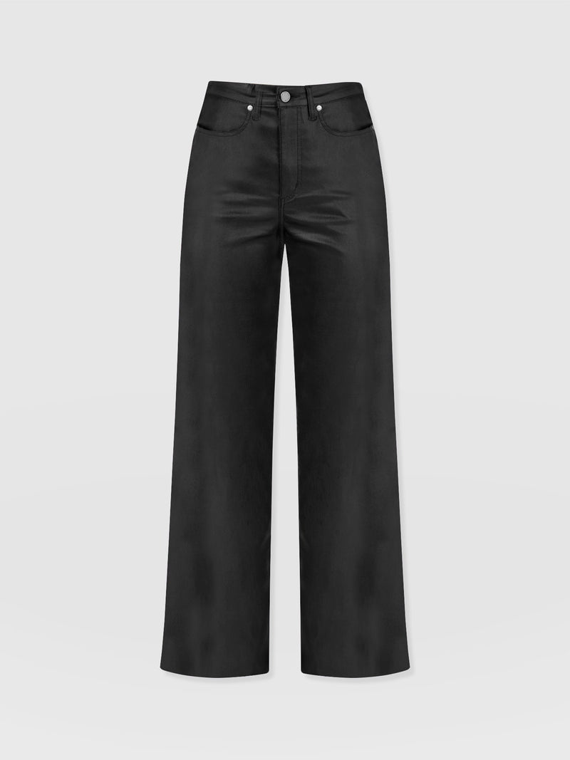 Maeve Wide Leg Pant - Black Coated - Women's Trousers | Saint + Sofia® US