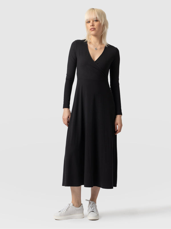 Maggie Wrap Dress Black - Women's Dresses | Saint + Sofia® USA