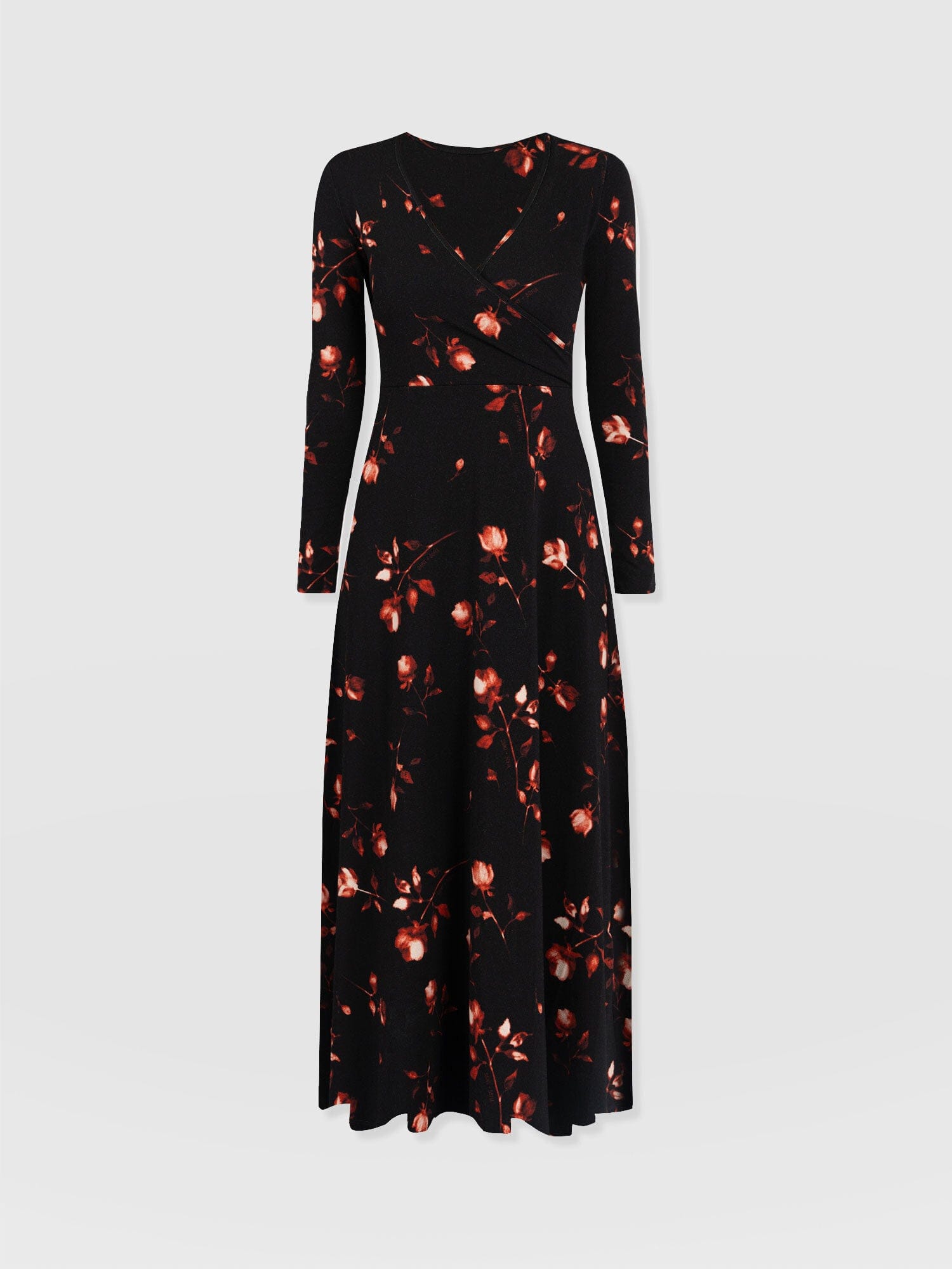 Maggie Wrap Midi Dress Dark Roses - Women's Dresses | Saint + Sofia® US