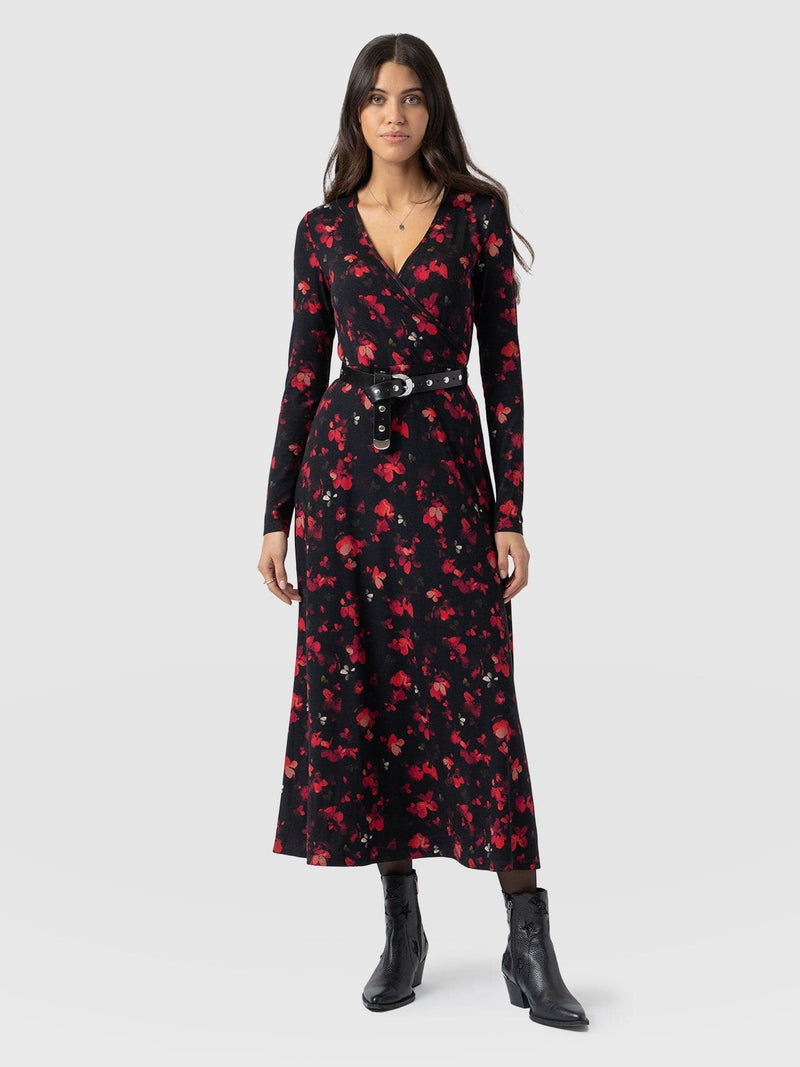 Maggie Wrap Midi Dress - Pink Aurora