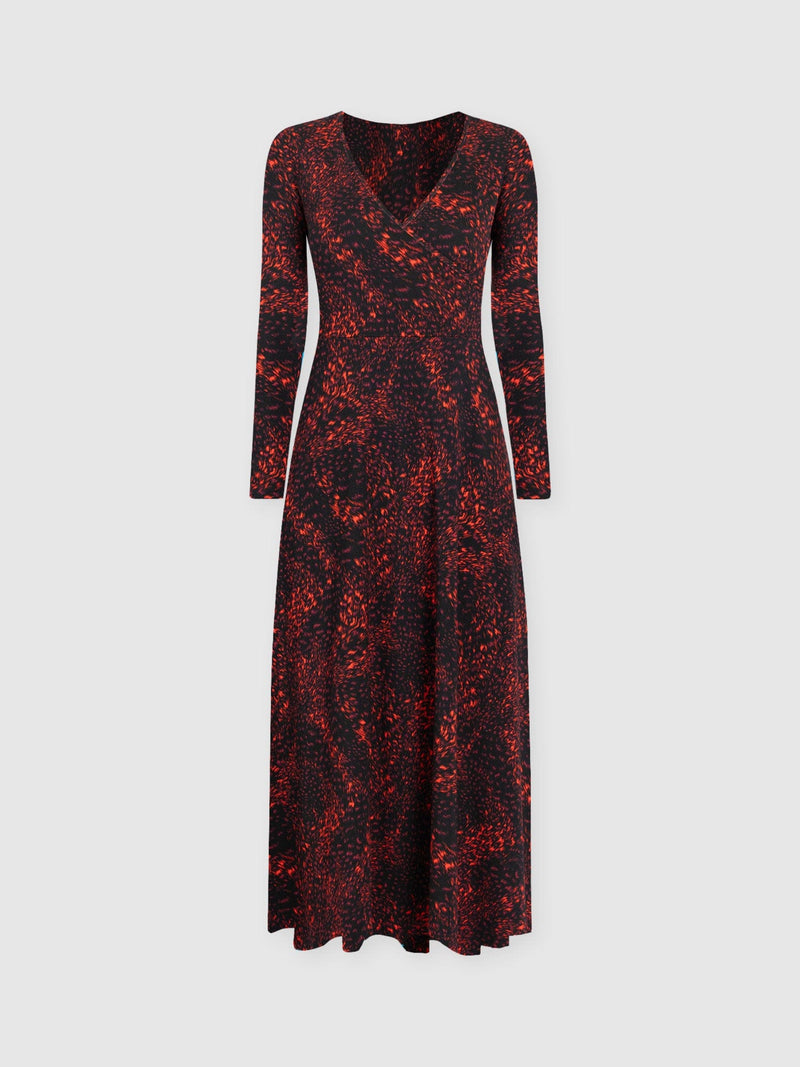 Maggie Wrap Midi Dress - Red Fade Spot - Women's Dresses | Saint + Sofia® USA