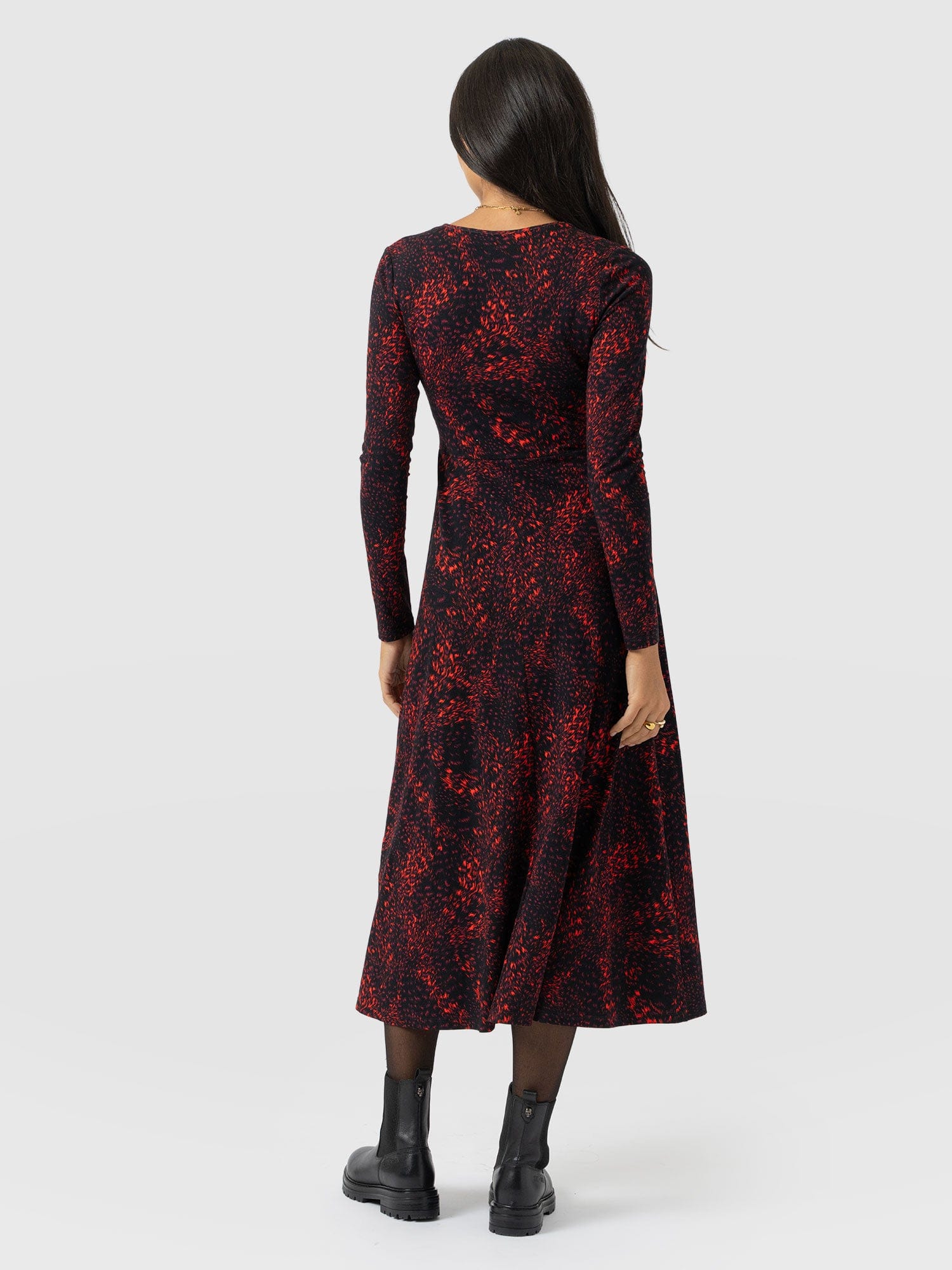 Maggie Wrap Midi Dress - Red Fade Spot - Women's Dresses | Saint + Sofia® USA