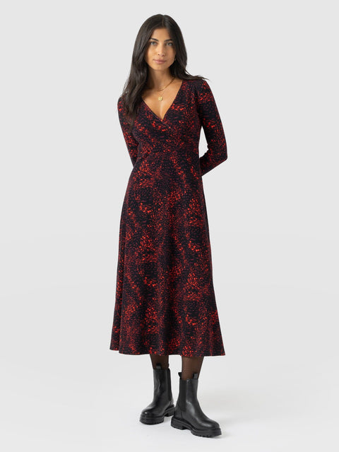 red spot wrap dress Harper Heritage Red Polka Dot Wrap Dress Midi V-Neck Short Sleeve Tie M