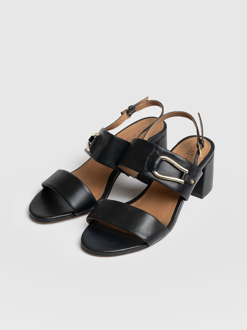 Maida Block Heeled Mules - Black - Women's Shoes | Saint + Sofia® USA