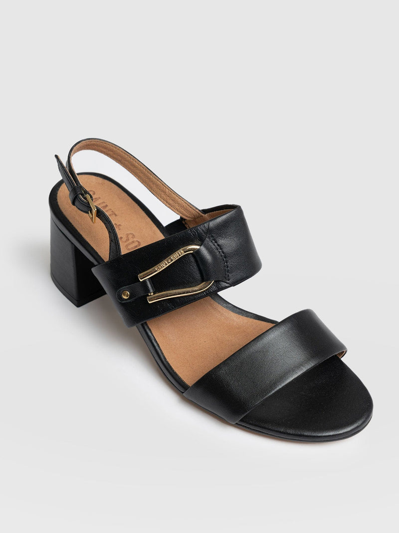 Maida Block Heeled Mules - Black - Women's Shoes | Saint + Sofia® USA