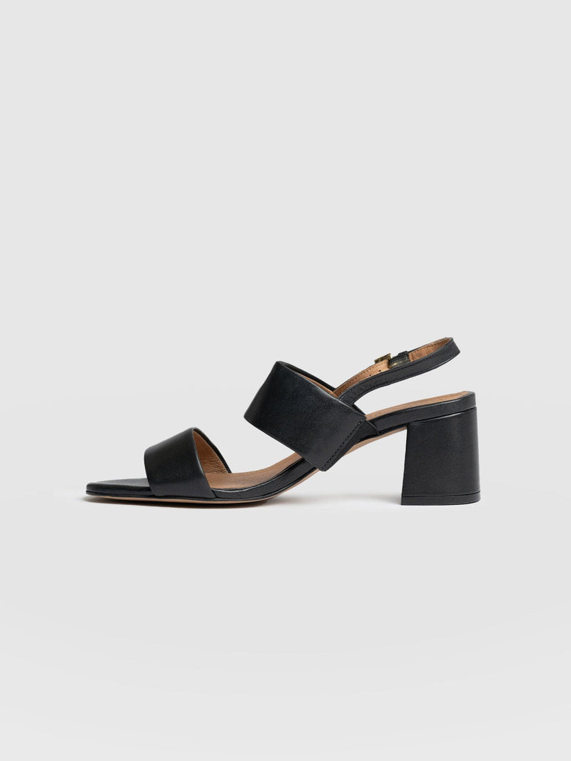 Maida Block Heeled Mules - Black - Women's Shoes | Saint + Sofia® USA