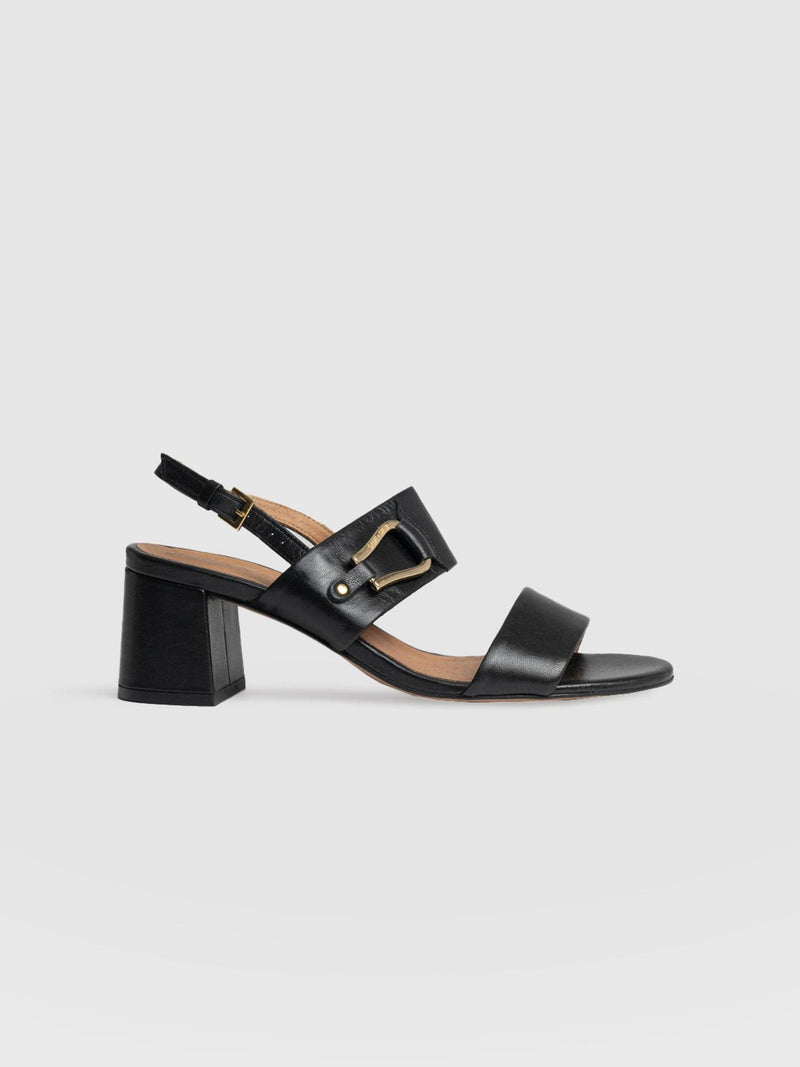 Maida Block Heeled Mules - Black - Women's Shoes | Saint + Sofia® USA