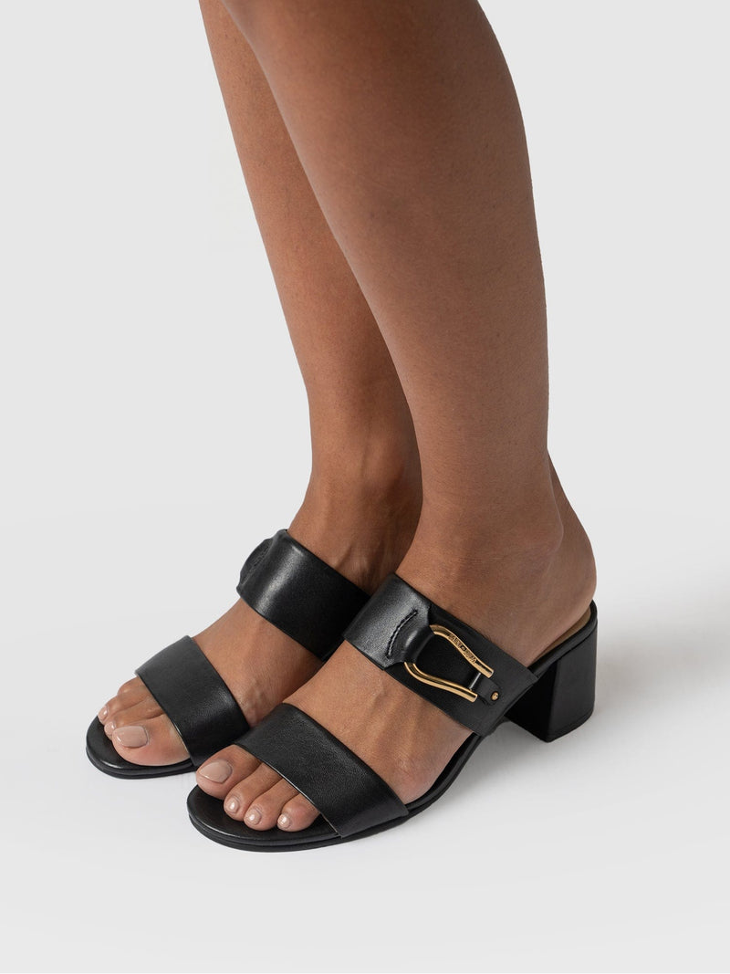 Maida Block Heeled Mules Black - Women's Shoes | Saint + Sofia® USA