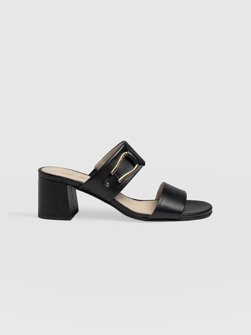 Maida Block Heeled Mules Black - Women's Shoes | Saint + Sofia® USA