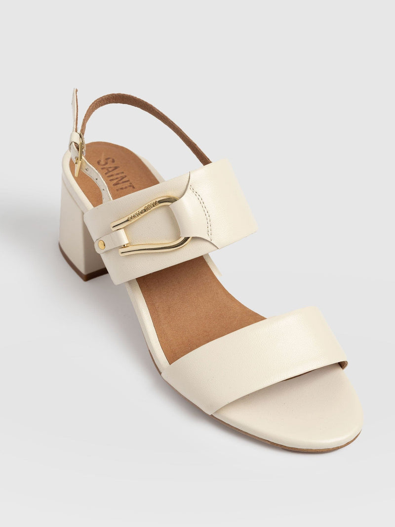 Maida Block Heeled Mules - Cream - Women's Shoes | Saint + Sofia® USA
