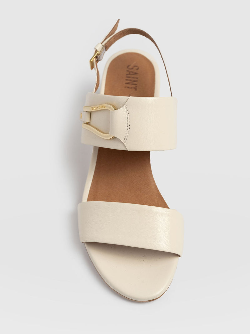 Maida Block Heeled Mules - Cream - Women's Shoes | Saint + Sofia® USA