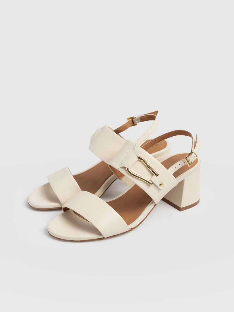 Maida Block Heeled Mules - Cream - Women's Shoes | Saint + Sofia® USA
