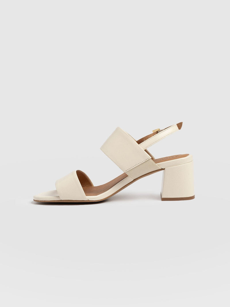 Maida Block Heeled Mules - Cream - Women's Shoes | Saint + Sofia® USA