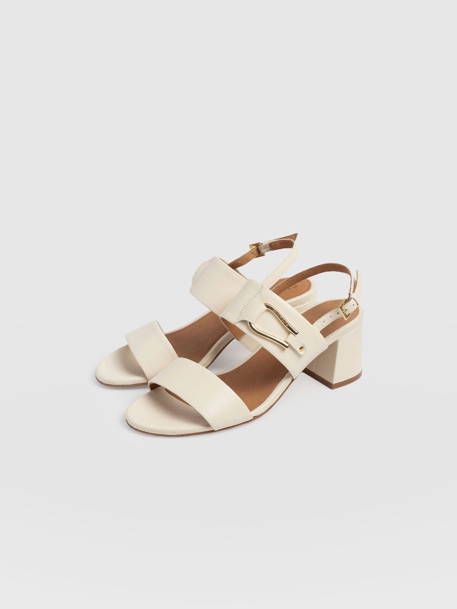 Maida Block Heeled Mules - Cream - Women's Shoes | Saint + Sofia® USA