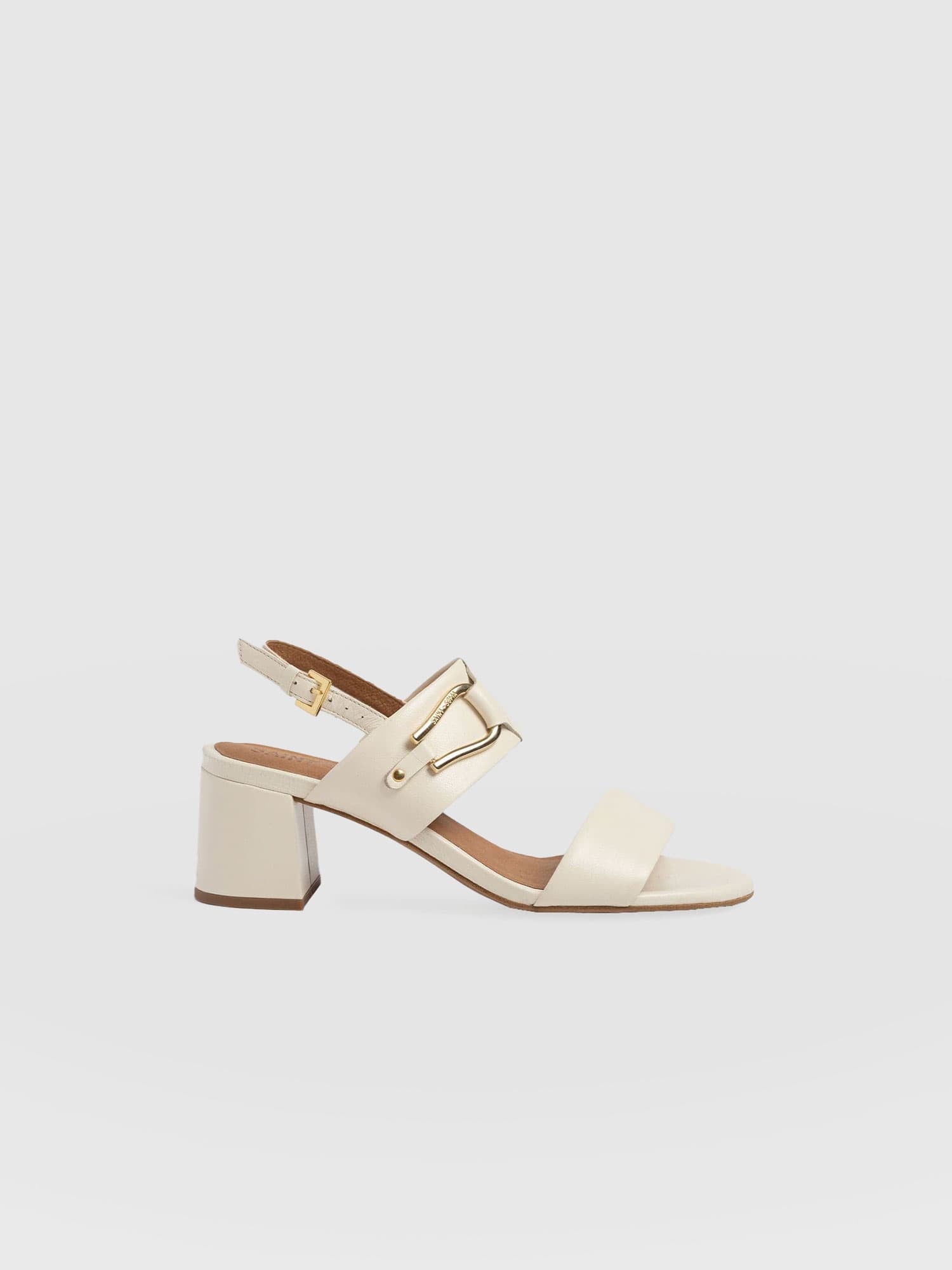Maida Block Heeled Mules - Cream - Women's Shoes | Saint + Sofia® USA