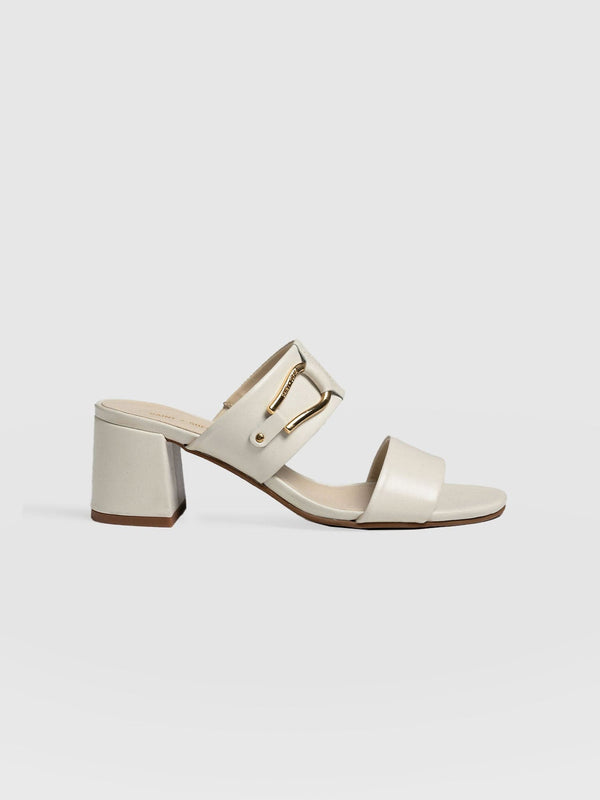 Maida Block Heeled Mules Cream - Women's Shoes | Saint + Sofia® USA