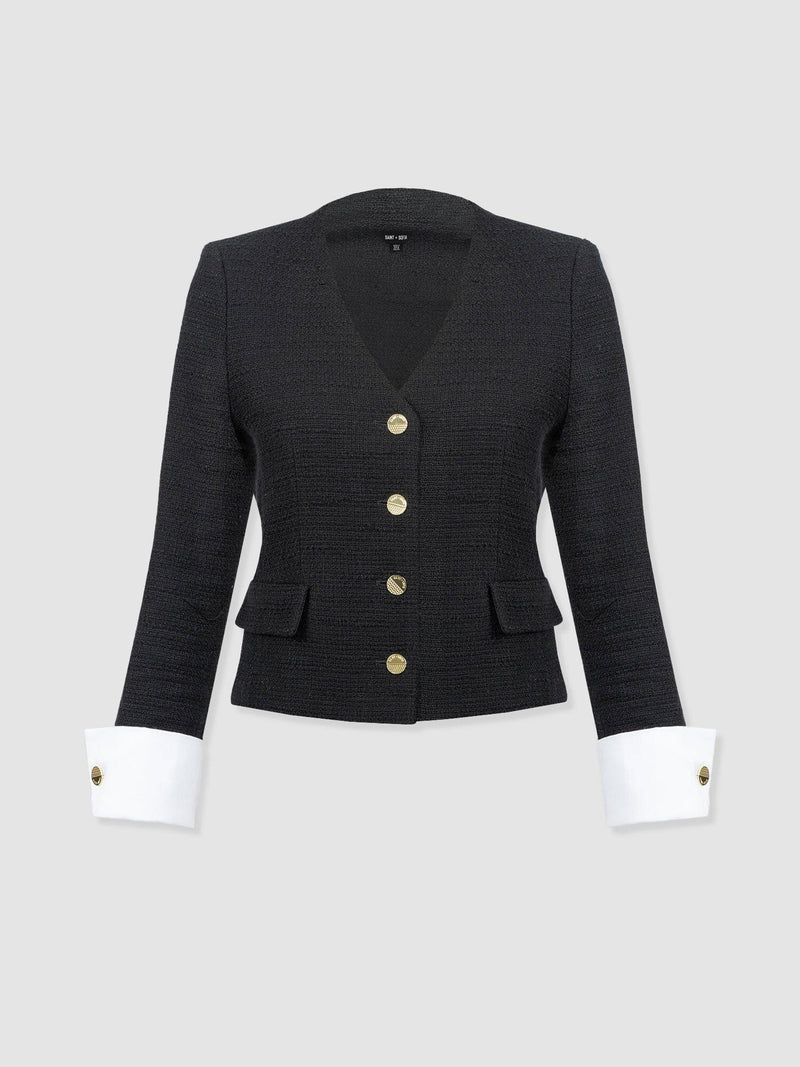Margot V Neck Jacket - Black - Women's Jackets | Saint + Sofia? USA