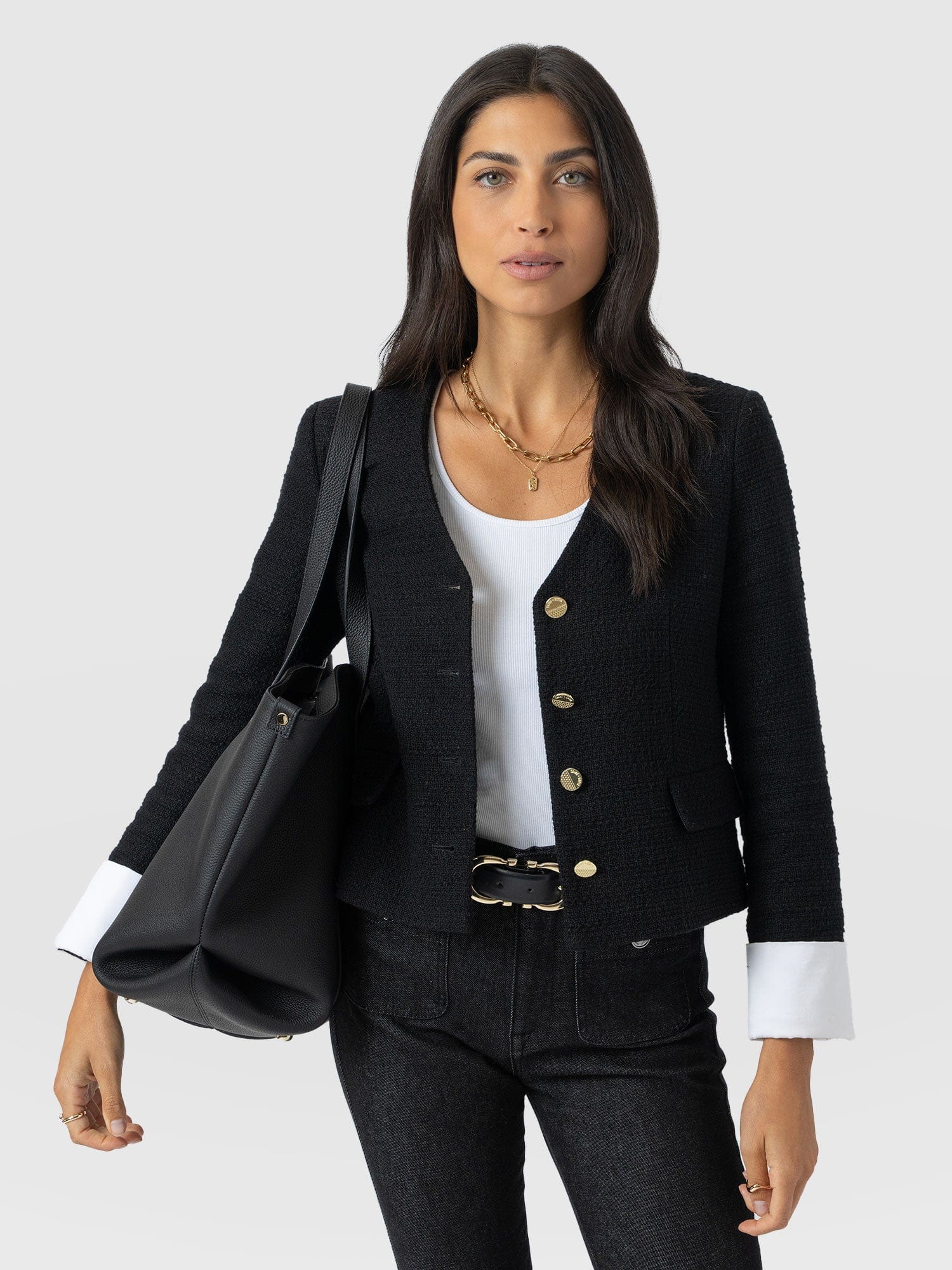 Margot V Neck Jacket - Black - Women's Jackets | Saint + Sofia? USA