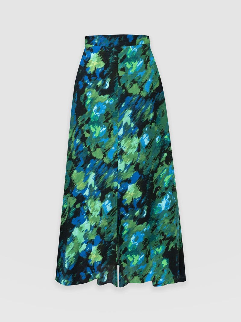Marina Midi Skirt Green Satellite - Women's Skirts | Saint + Sofia® UK