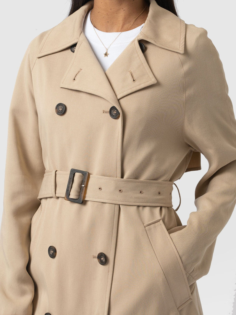 Marion Double Breasted Trench Beige - Women's Overcoats | Saint + Sofia® USA