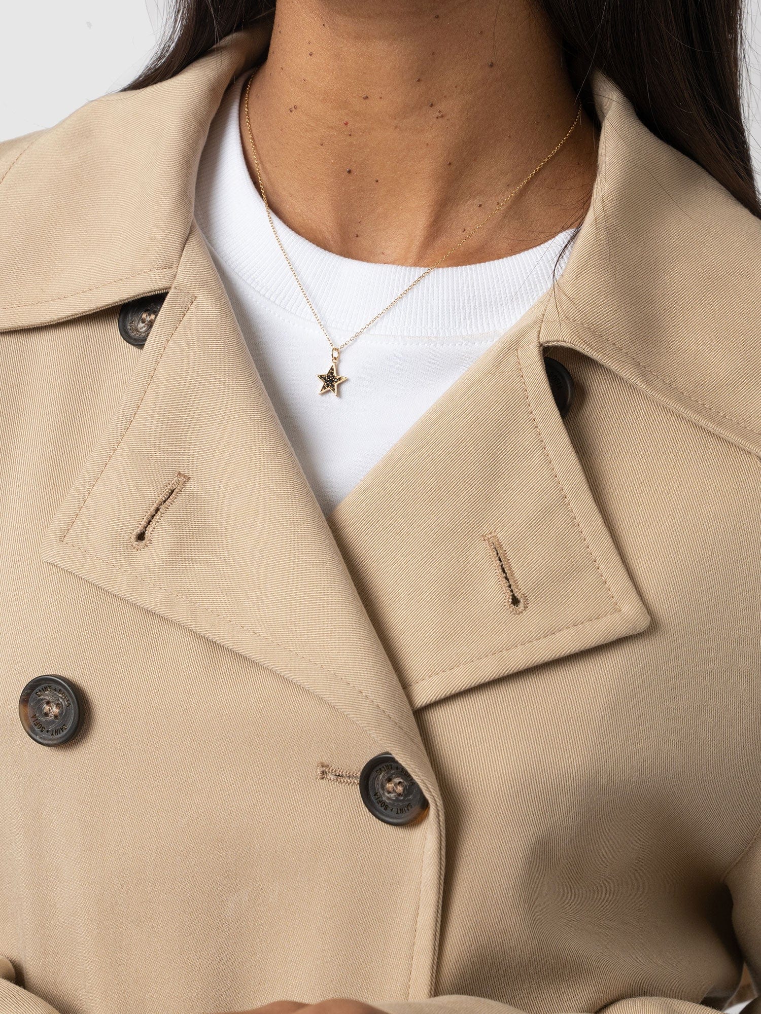 Marion Double Breasted Trench Beige - Women's Overcoats | Saint + Sofia® USA