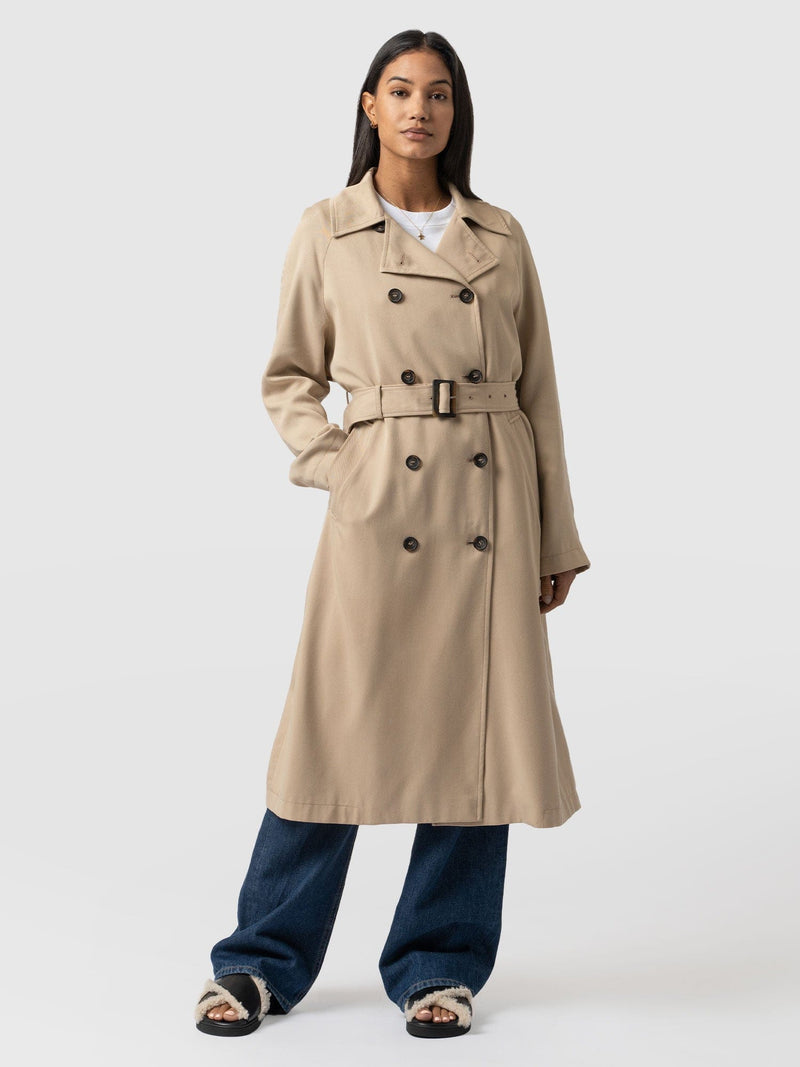 Marion Double Breasted Trench Beige - Women's Overcoats | Saint + Sofia® USA