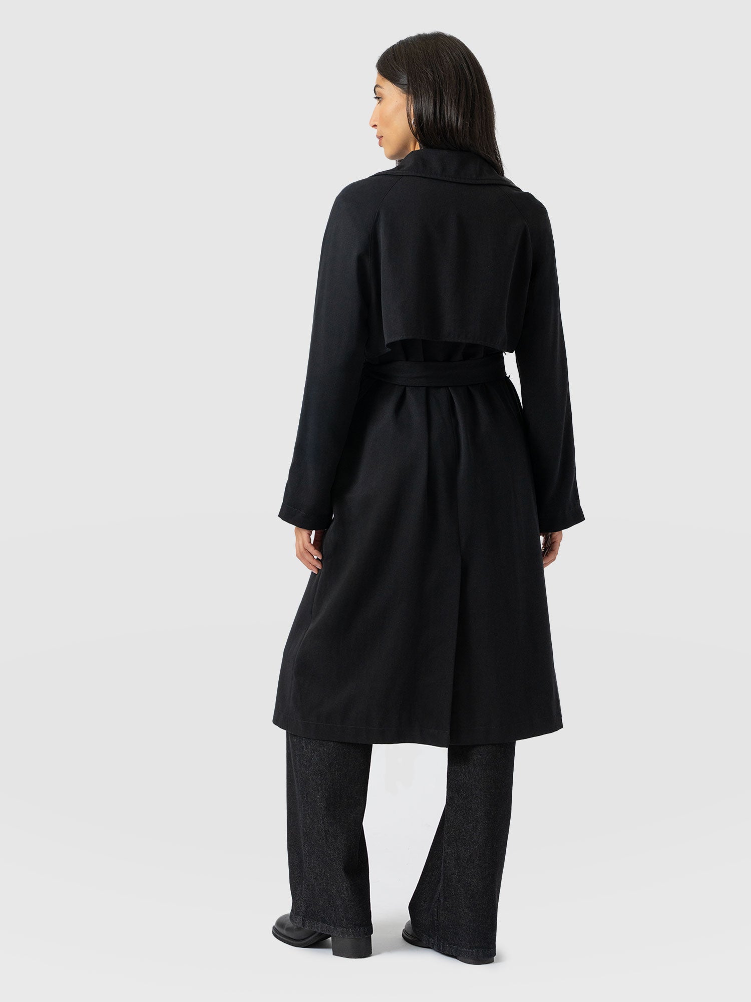 Marion Double Breasted Trench Black - Women's Overcoats | Saint + Sofia® USA