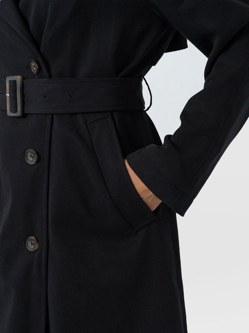 Marion Double Breasted Trench Black - Women's Overcoats | Saint + Sofia® USA